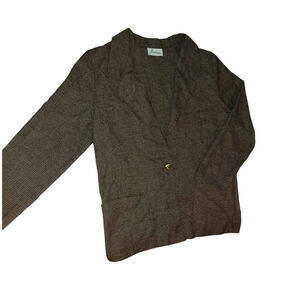Vintage Joanna size M Women’s Black Brown Tan Houndstooth Single Button Blazer